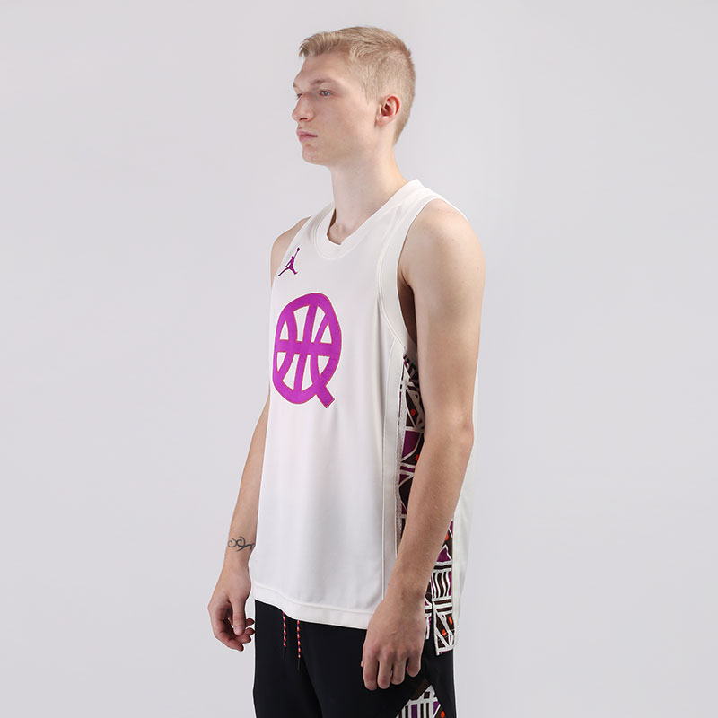 мужская бежевая майка Jordan Air Quai 54 Bball Jersey CW4094-133 - цена, описание, фото 2